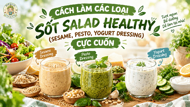 CÁCH LÀM CÁC LOẠI SỐT SALAD HEALTHY (SESAME, PESTO, YOGURT DRESSING) CỰC CUỐN