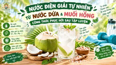 NƯỚC ĐIỆN GIẢI TỰ NHIÊN TỪ NƯỚC DỪA & MUỐI HỒNG: CÔNG THỨC PHỤC HỒI SAU TẬP LUYỆN