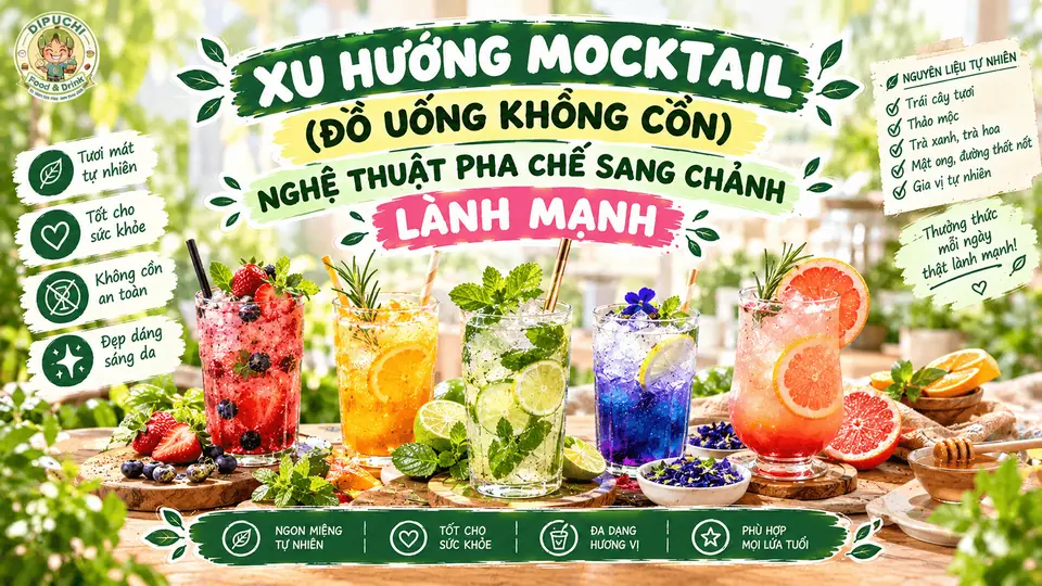 XU HƯỚNG MOCKTAIL (ĐỒ UỐNG KHÔNG CỒN): NGHỆ THUẬT PHA CHẾ SANG CHẢNH LÀNH MẠNH