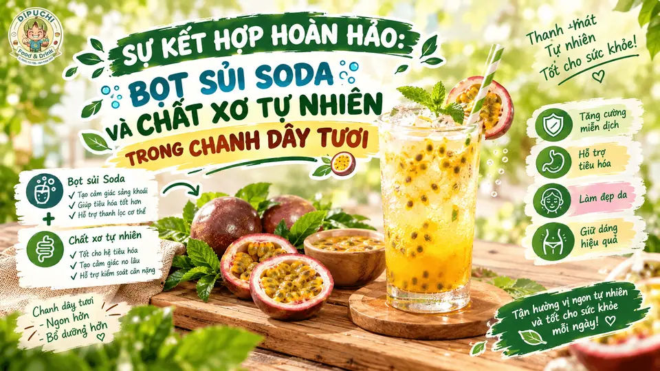 SỰ KẾT HỢP HOÀN HẢO: BỌT SỦI SODA VÀ CHẤT XƠ TỰ NHIÊN TRONG CHANH DÂY TƯƠI